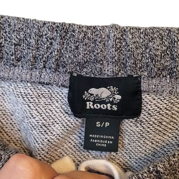 Roots Women's Heathered Grey Logo Drawstring Shorts Size S - Picture 3 of 7